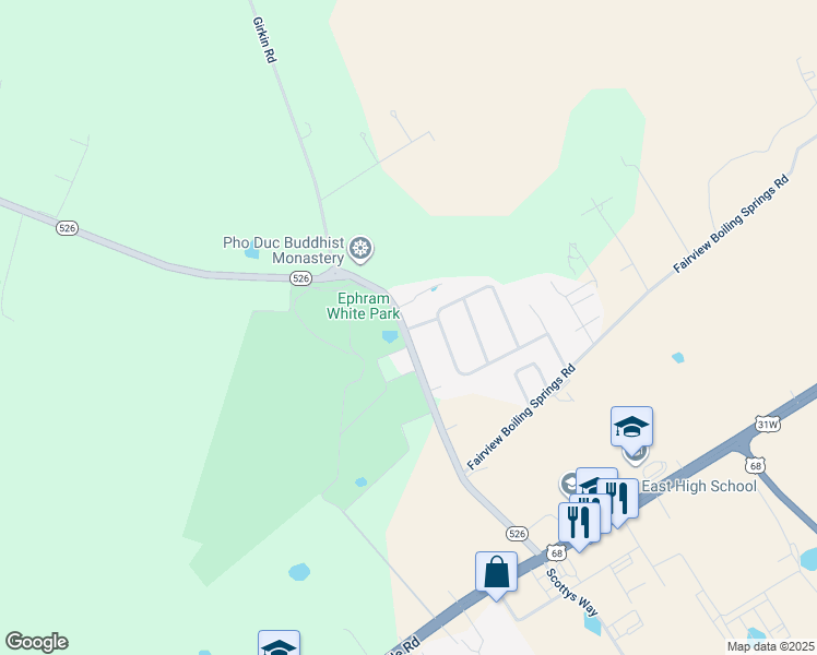 map of restaurants, bars, coffee shops, grocery stores, and more near Sunny Acres in Bowling Green