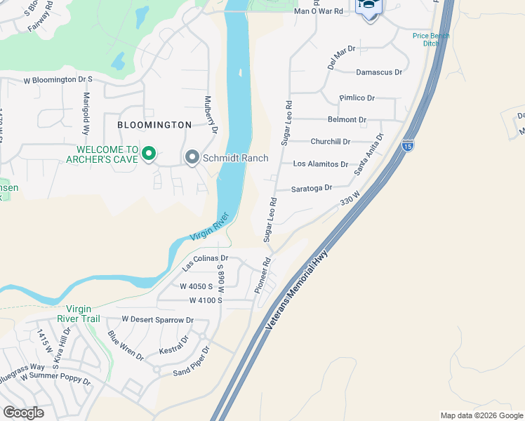 map of restaurants, bars, coffee shops, grocery stores, and more near 3770 Sugar Leo Road in St. George