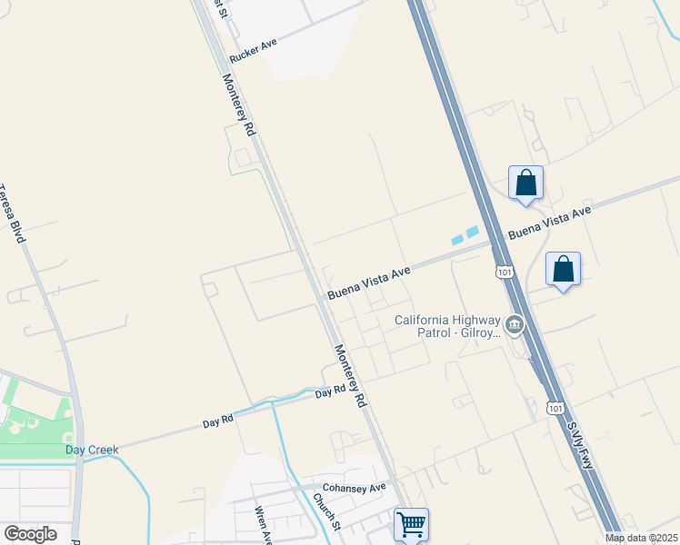 map of restaurants, bars, coffee shops, grocery stores, and more near 64 Denio Avenue in Gilroy