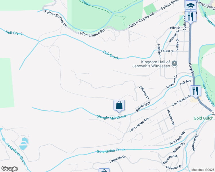 map of restaurants, bars, coffee shops, grocery stores, and more near 1099 Lost Acre Drive in Felton