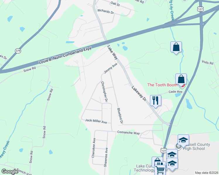 map of restaurants, bars, coffee shops, grocery stores, and more near 447-641 Runway in Russell Springs