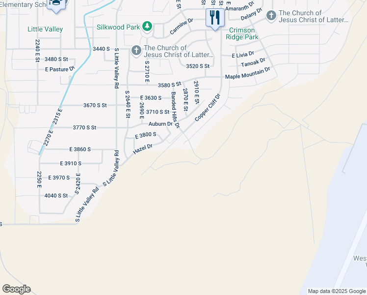 map of restaurants, bars, coffee shops, grocery stores, and more near 3827 South Jessamine Circle in St. George