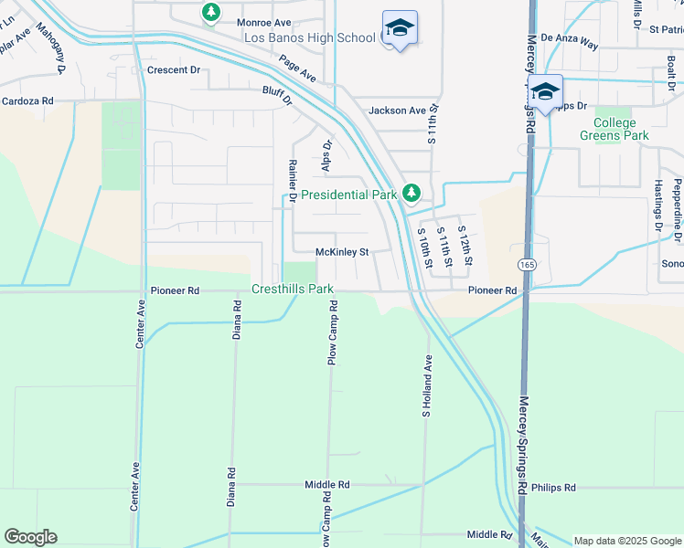 map of restaurants, bars, coffee shops, grocery stores, and more near 2140 Arroyo Court in Los Banos