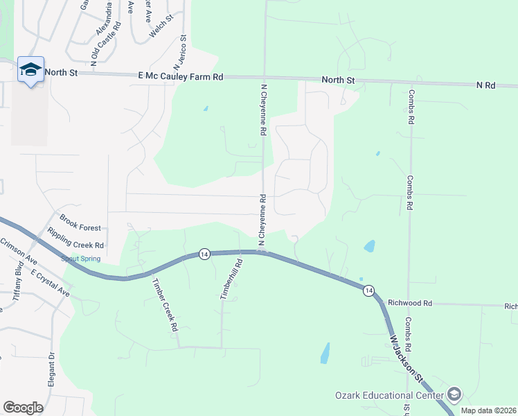 map of restaurants, bars, coffee shops, grocery stores, and more near 1097 East Daisy Falls Drive in Nixa
