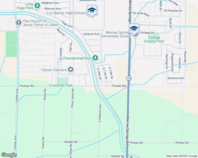 map of restaurants, bars, coffee shops, grocery stores, and more near 2133 South 10th Street in Los Banos