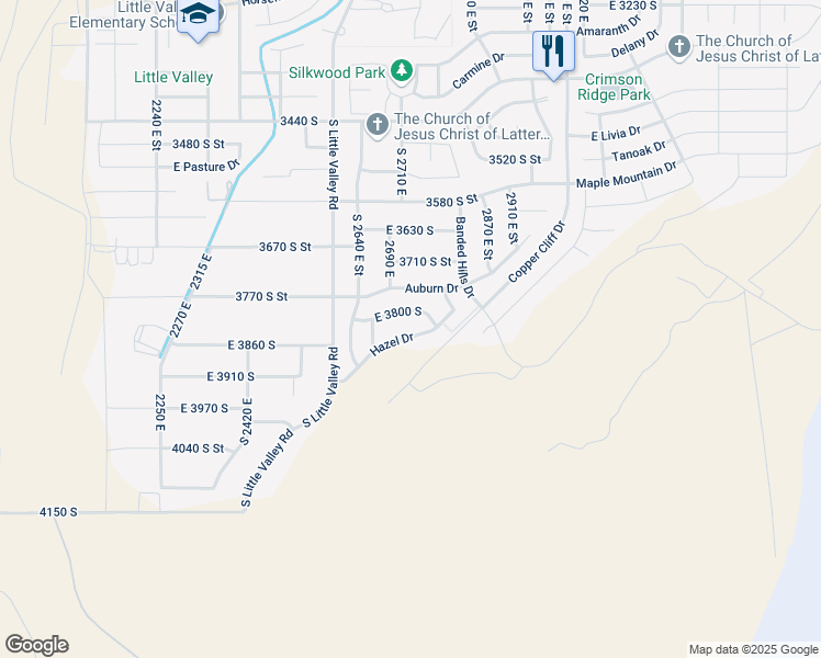 map of restaurants, bars, coffee shops, grocery stores, and more near 2721 Hazel Drive in St. George