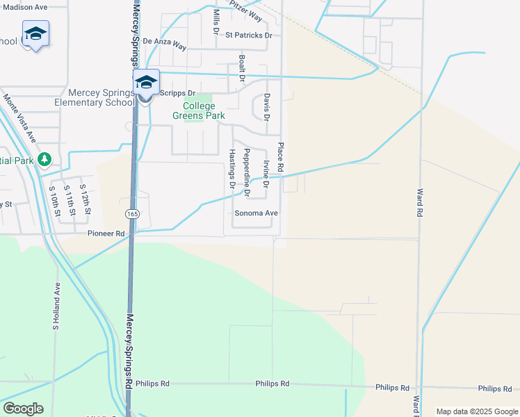 map of restaurants, bars, coffee shops, grocery stores, and more near 1873 Riverside Way in Los Banos