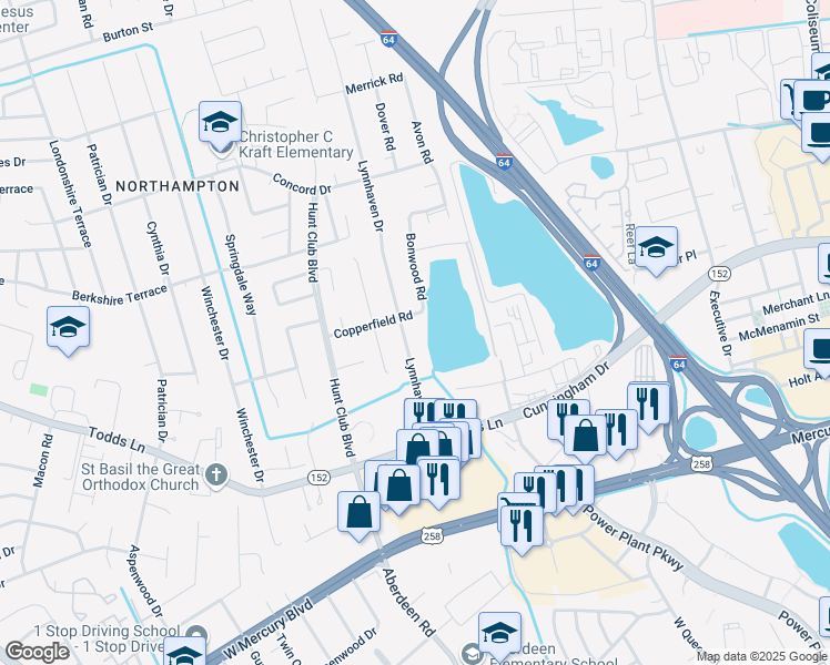 map of restaurants, bars, coffee shops, grocery stores, and more near 37 Lynnhaven Drive in Hampton
