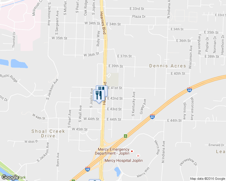 map of restaurants, bars, coffee shops, grocery stores, and more near 4126 Virginia Avenue in Joplin