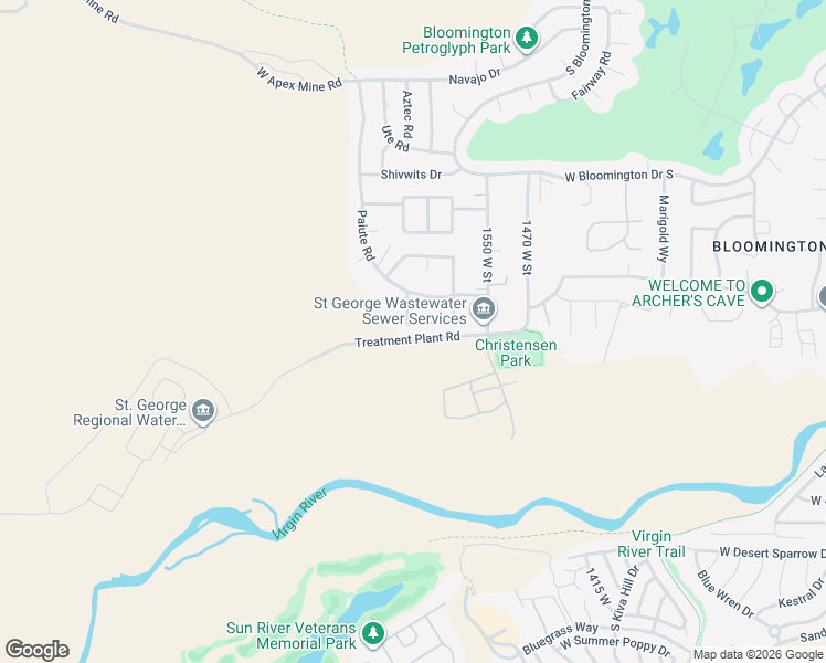 map of restaurants, bars, coffee shops, grocery stores, and more near 1689 West 3750 South in St. George