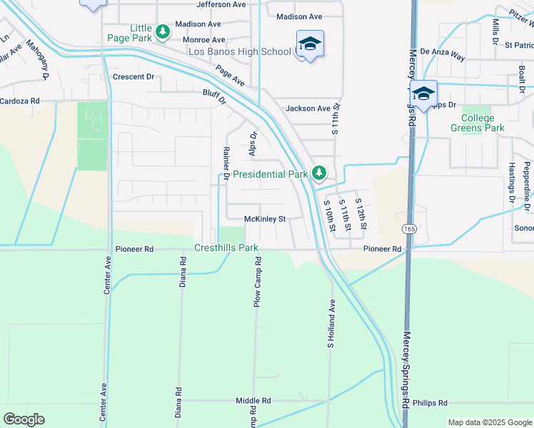 map of restaurants, bars, coffee shops, grocery stores, and more near 806 McKinley Street in Los Banos