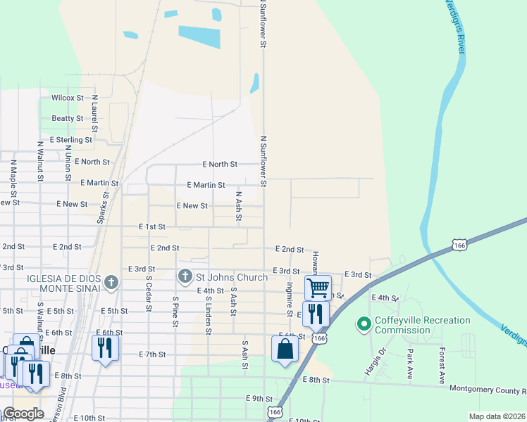 map of restaurants, bars, coffee shops, grocery stores, and more near in Coffeyville