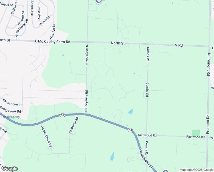map of restaurants, bars, coffee shops, grocery stores, and more near North Cheyenne Road in Nixa