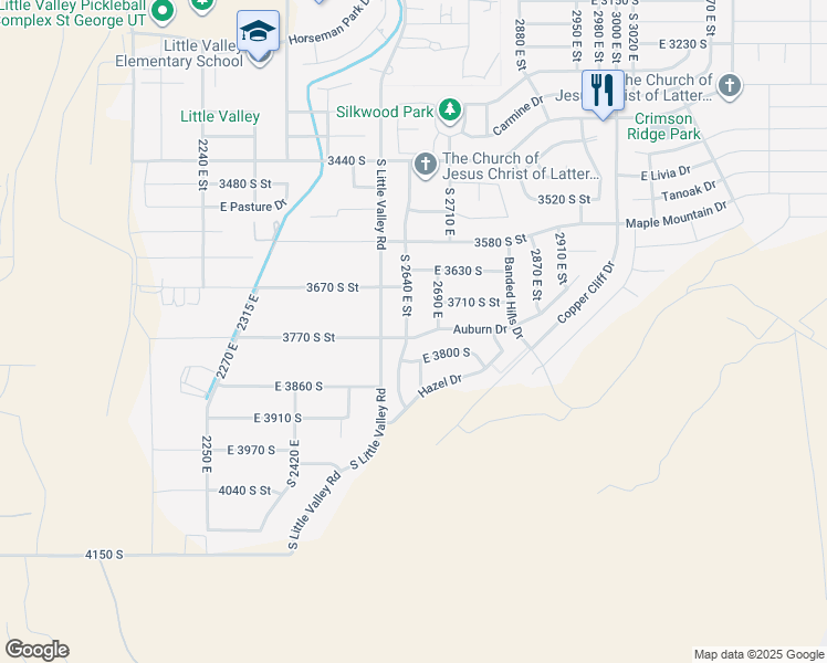 map of restaurants, bars, coffee shops, grocery stores, and more near 3753 South 2640 East Street in St. George