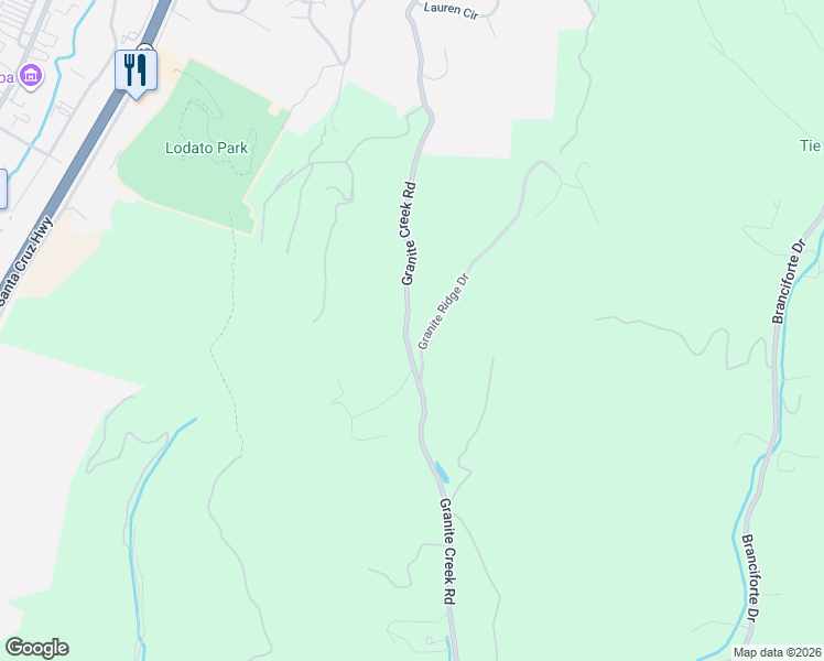 map of restaurants, bars, coffee shops, grocery stores, and more near 355 Granite Ridge Drive in Santa Cruz