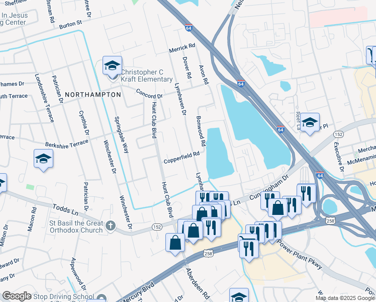 map of restaurants, bars, coffee shops, grocery stores, and more near 37 Lynnhaven Drive in Hampton