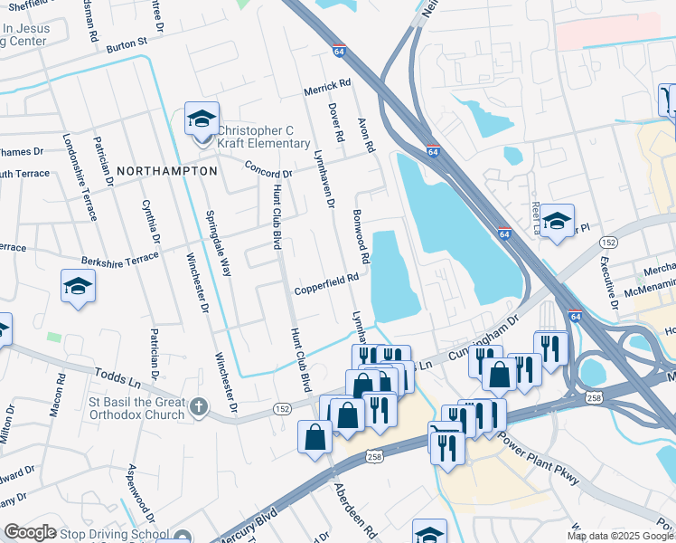 map of restaurants, bars, coffee shops, grocery stores, and more near 37 Lynnhaven Drive in Hampton