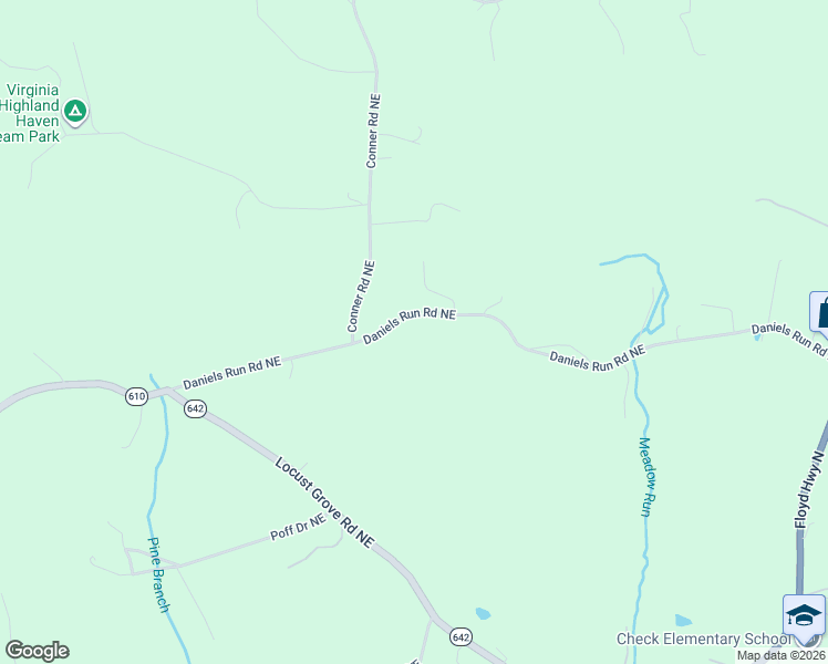 map of restaurants, bars, coffee shops, grocery stores, and more near 611 Daniels Run Road Northeast in Copper Hill