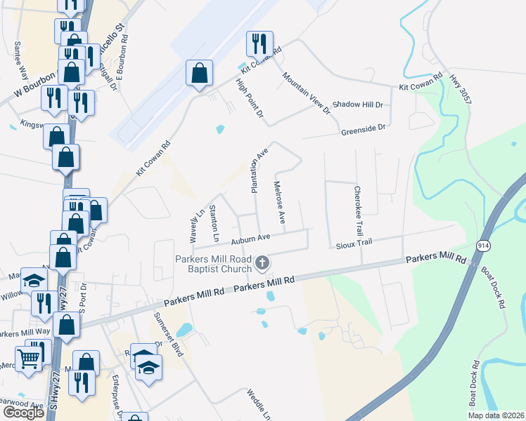 map of restaurants, bars, coffee shops, grocery stores, and more near Melrose Avenue in Somerset
