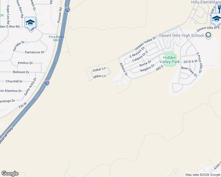 map of restaurants, bars, coffee shops, grocery stores, and more near 3697 South Sapporo Place in St. George