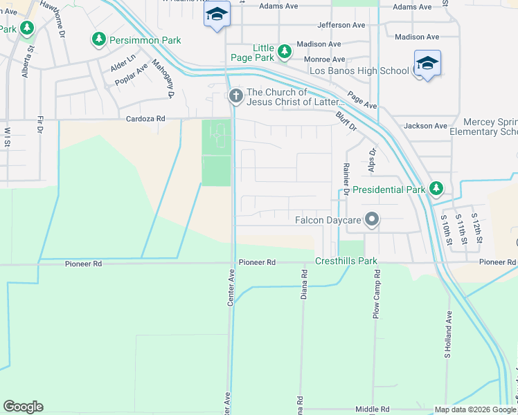map of restaurants, bars, coffee shops, grocery stores, and more near 309 Amabile Drive in Los Banos
