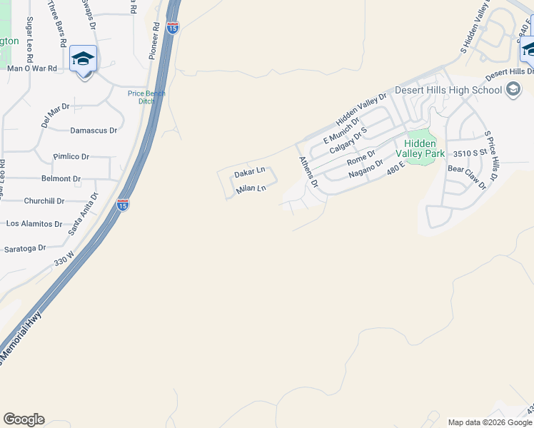map of restaurants, bars, coffee shops, grocery stores, and more near 3697 South Sapporo Place in St. George