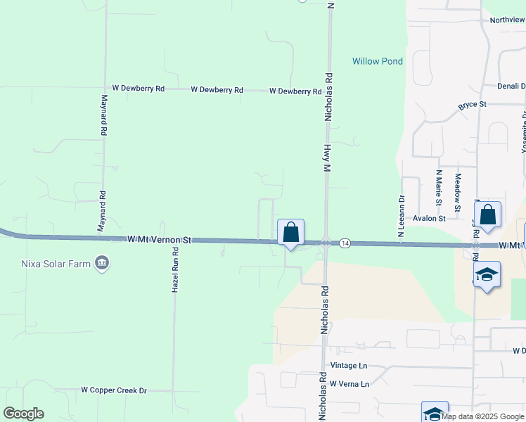 map of restaurants, bars, coffee shops, grocery stores, and more near Westminster Drive in Nixa