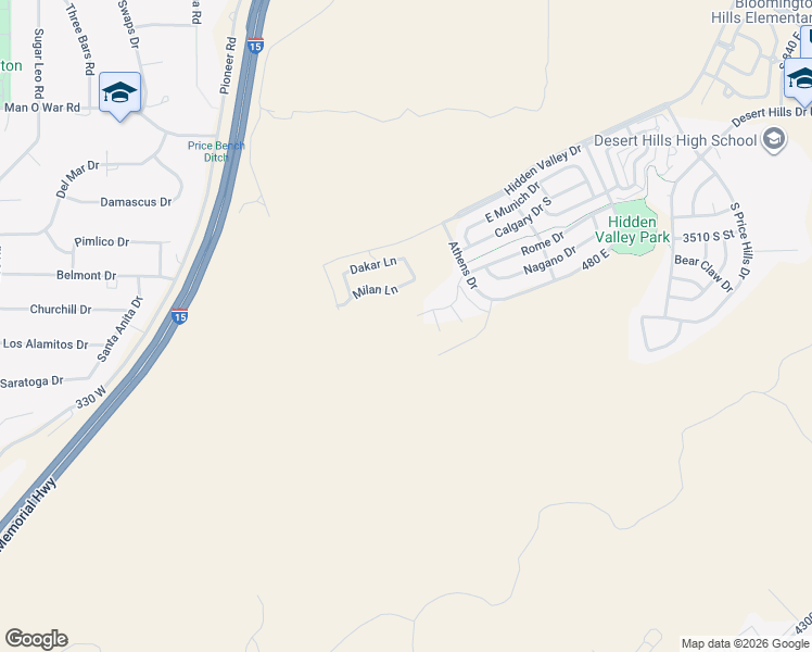 map of restaurants, bars, coffee shops, grocery stores, and more near 3685 South Brisbane Court in St. George