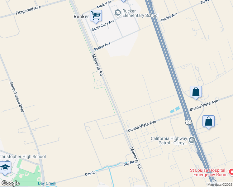 map of restaurants, bars, coffee shops, grocery stores, and more near 64 Denio Avenue in Gilroy