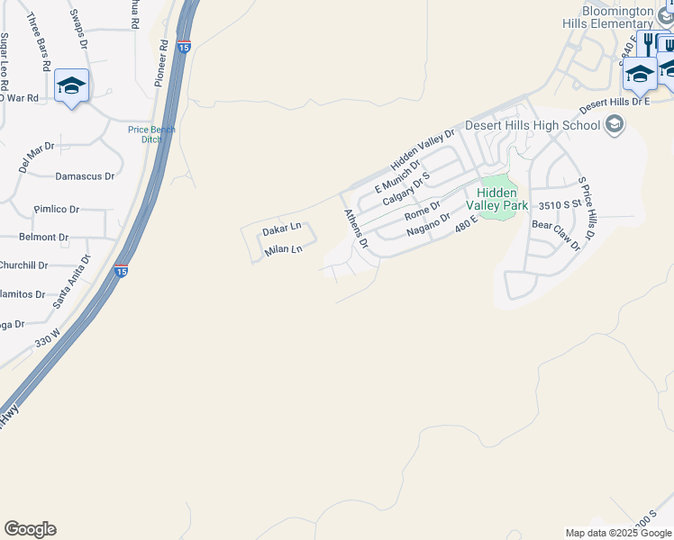 map of restaurants, bars, coffee shops, grocery stores, and more near 3671 Montreal Lane in St. George