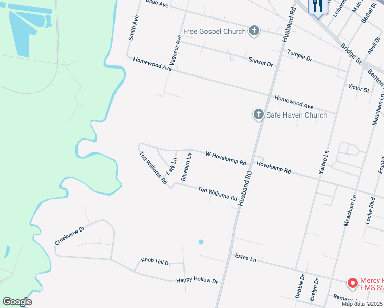 map of restaurants, bars, coffee shops, grocery stores, and more near 2205 West Hovekamp Road in Paducah