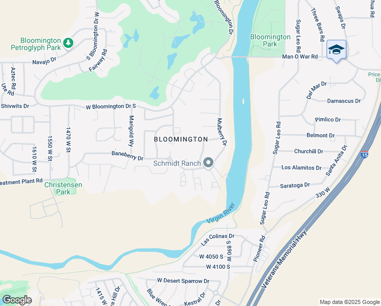 map of restaurants, bars, coffee shops, grocery stores, and more near 3687 Del Rio Circle in St. George