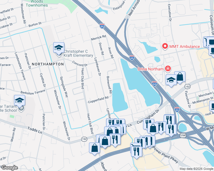 map of restaurants, bars, coffee shops, grocery stores, and more near 112 Lynnhaven Drive in Hampton
