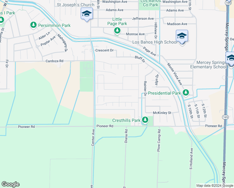map of restaurants, bars, coffee shops, grocery stores, and more near 522 Sansoni Street in Los Banos