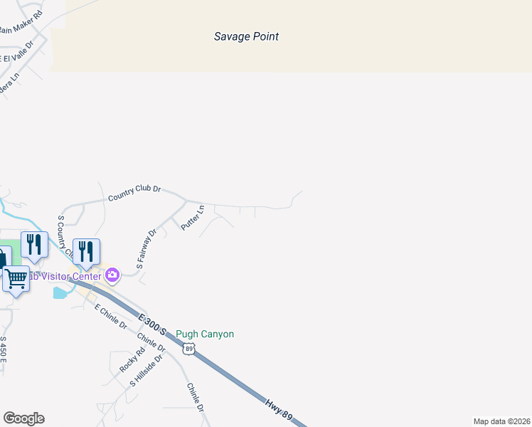 map of restaurants, bars, coffee shops, grocery stores, and more near Sand Trap Cir in Kanab