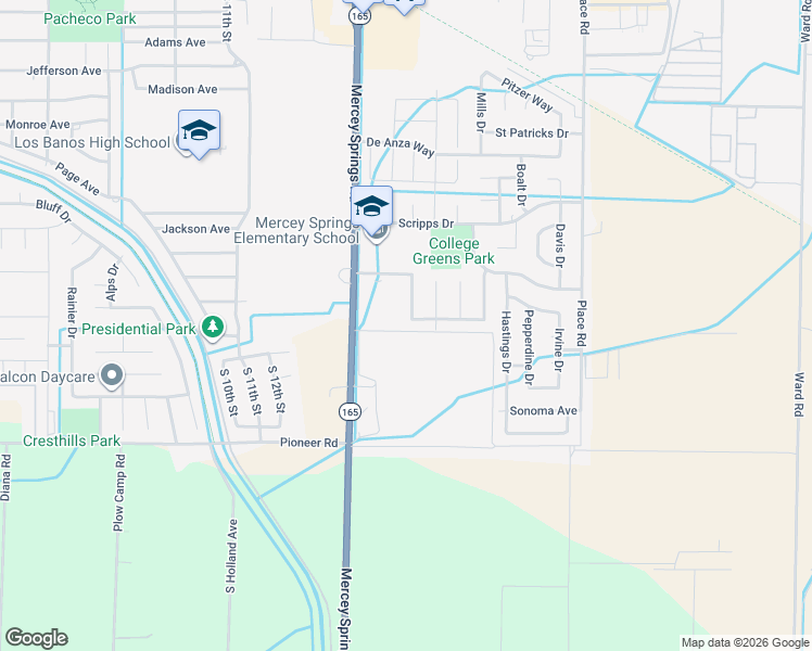 map of restaurants, bars, coffee shops, grocery stores, and more near 2035 Berkeley Drive in Los Banos