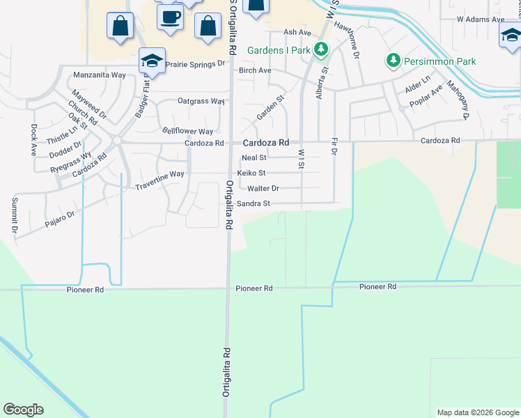 map of restaurants, bars, coffee shops, grocery stores, and more near 1013 Sandra Street in Los Banos