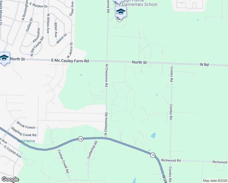 map of restaurants, bars, coffee shops, grocery stores, and more near 373 North Cheyenne Road in Nixa