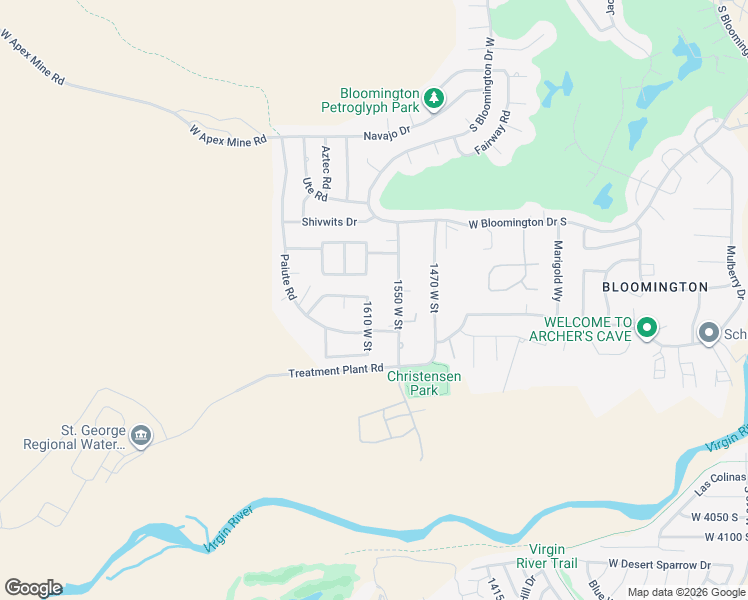 map of restaurants, bars, coffee shops, grocery stores, and more near 3694 S 1550 W in St George