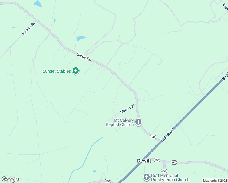 map of restaurants, bars, coffee shops, grocery stores, and more near 16316 Glebe Road in DeWitt