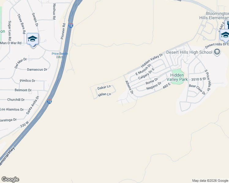 map of restaurants, bars, coffee shops, grocery stores, and more near 110 Milan Lane in St. George
