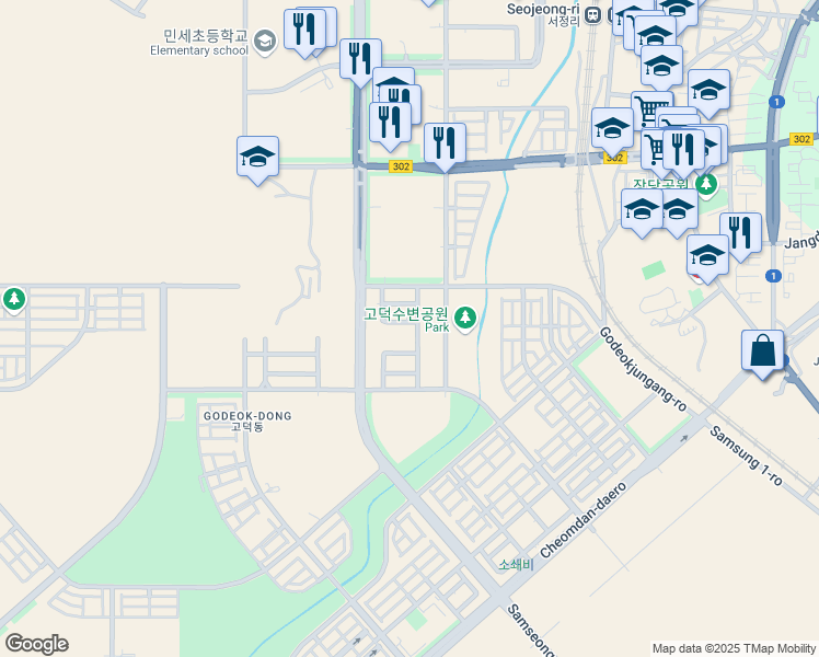 map of restaurants, bars, coffee shops, grocery stores, and more near in Pyeongtaek