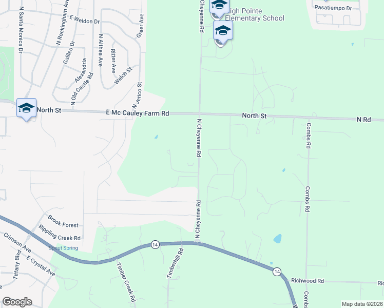 map of restaurants, bars, coffee shops, grocery stores, and more near 373 North Cheyenne Road in Nixa