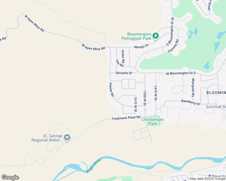 map of restaurants, bars, coffee shops, grocery stores, and more near 3611 Paiute Road in St. George