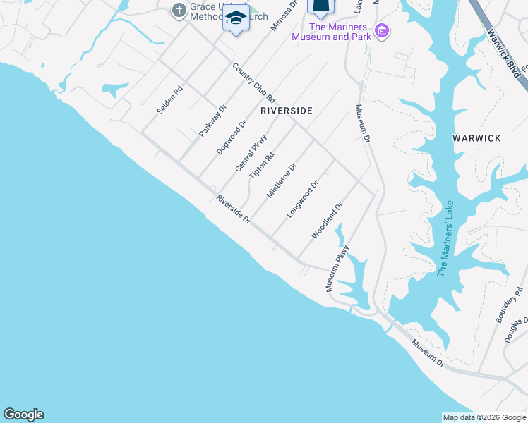 map of restaurants, bars, coffee shops, grocery stores, and more near 110 Mistletoe Drive in Newport News