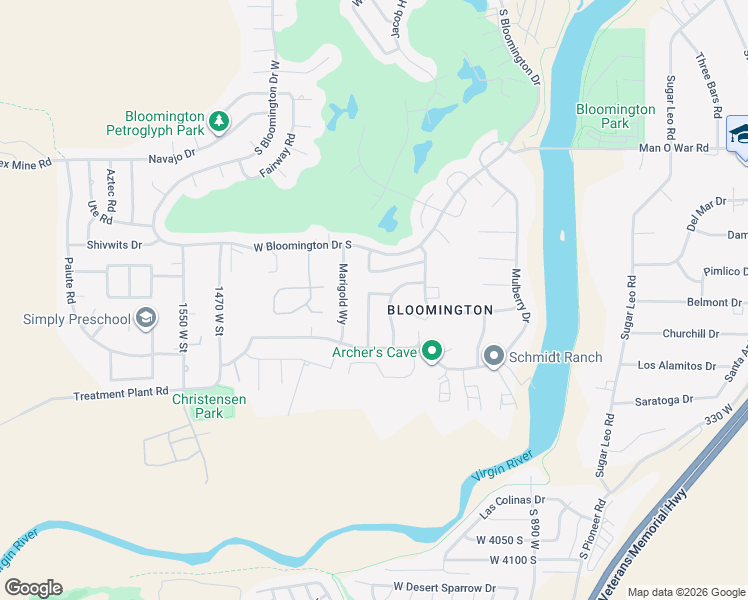 map of restaurants, bars, coffee shops, grocery stores, and more near 3605 Pomegranate Way in St. George