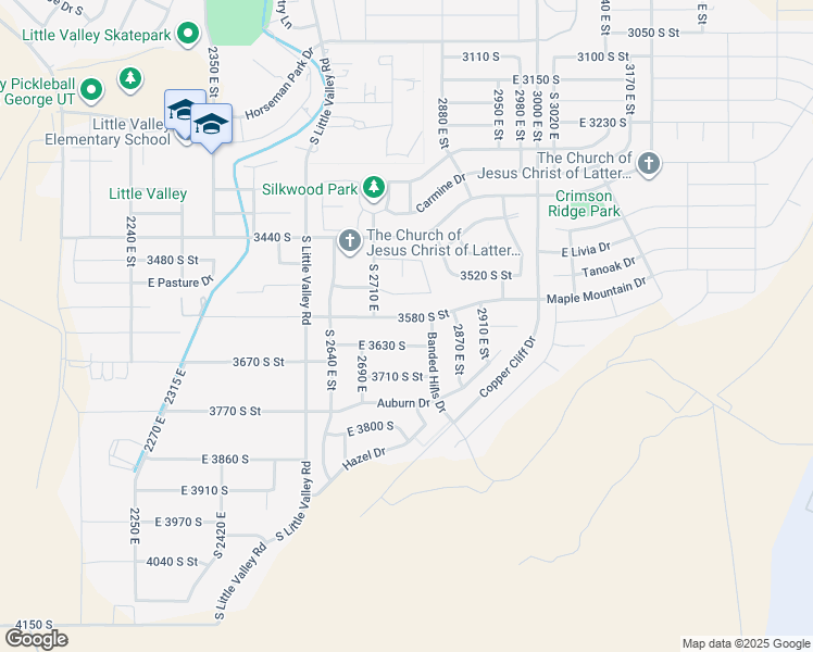 map of restaurants, bars, coffee shops, grocery stores, and more near 2754 East 3580 South in St. George