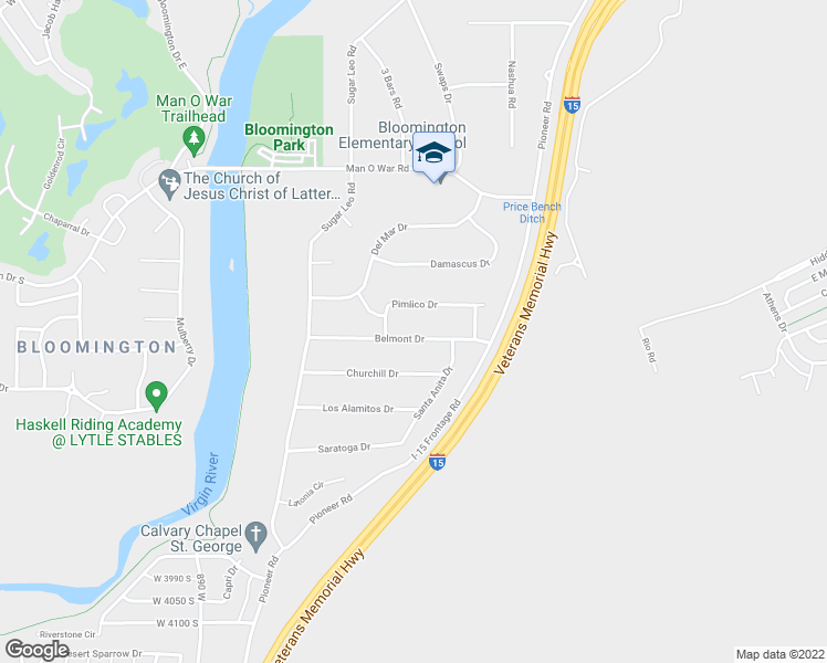 map of restaurants, bars, coffee shops, grocery stores, and more near 460 Belmont Drive in St. George