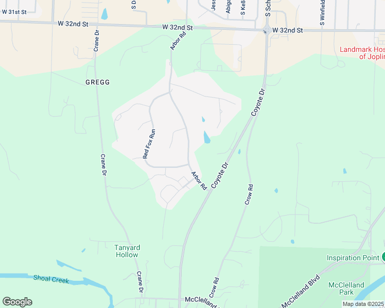 map of restaurants, bars, coffee shops, grocery stores, and more near 3925 Arbor Road in Joplin