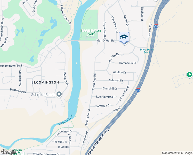 map of restaurants, bars, coffee shops, grocery stores, and more near 3545 Sugar Leo Road in St. George